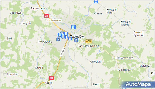 mapa Zabłudów-Kolonia, Zabłudów-Kolonia na mapie Targeo