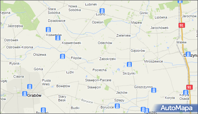 mapa Żabokrzeki gmina Daszyna, Żabokrzeki gmina Daszyna na mapie Targeo