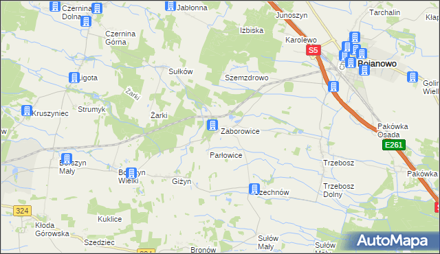 mapa Zaborowice gmina Bojanowo, Zaborowice gmina Bojanowo na mapie Targeo