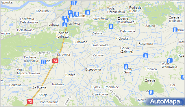 mapa Zabrnie gmina Szczucin, Zabrnie gmina Szczucin na mapie Targeo