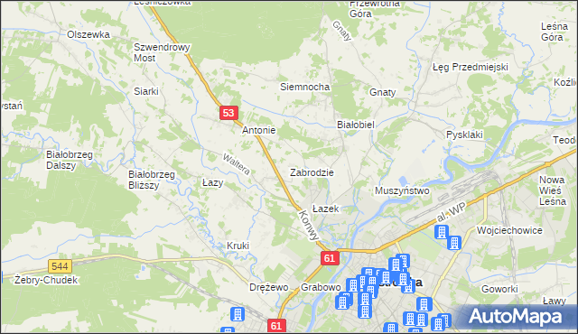 mapa Zabrodzie gmina Olszewo-Borki, Zabrodzie gmina Olszewo-Borki na mapie Targeo