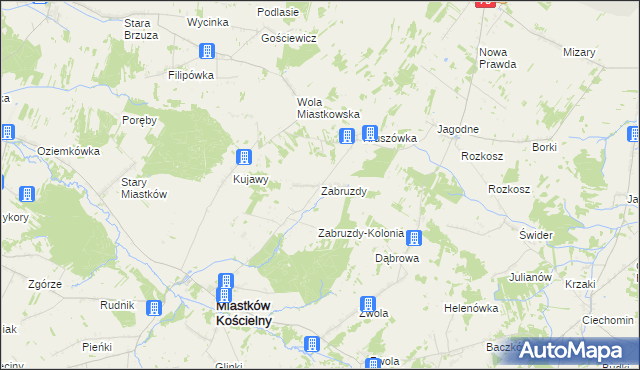 mapa Zabruzdy, Zabruzdy na mapie Targeo