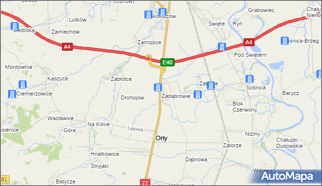 mapa Zadąbrowie gmina Orły, Zadąbrowie gmina Orły na mapie Targeo