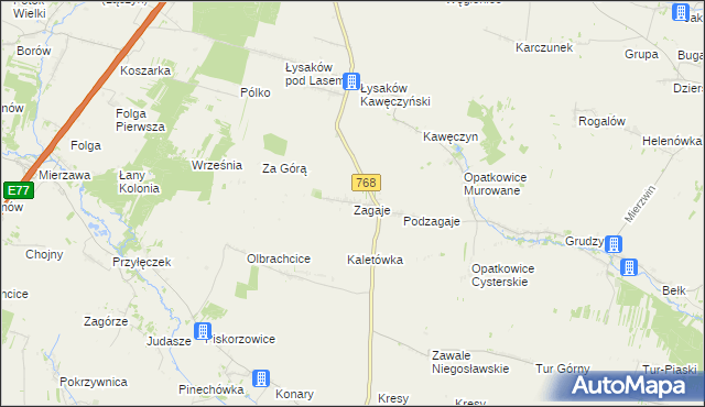 mapa Zagaje gmina Jędrzejów, Zagaje gmina Jędrzejów na mapie Targeo