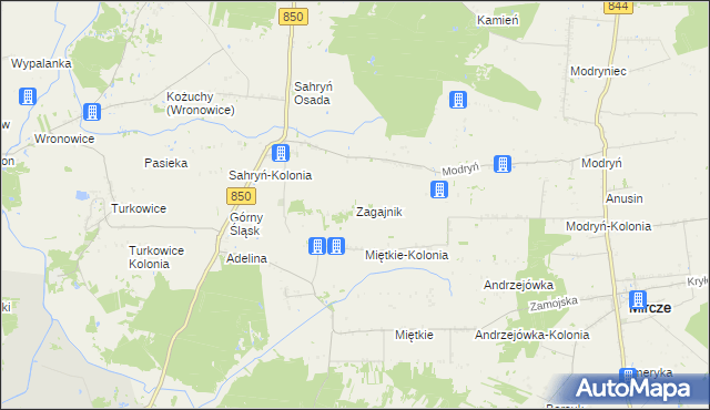 mapa Zagajnik gmina Werbkowice, Zagajnik gmina Werbkowice na mapie Targeo