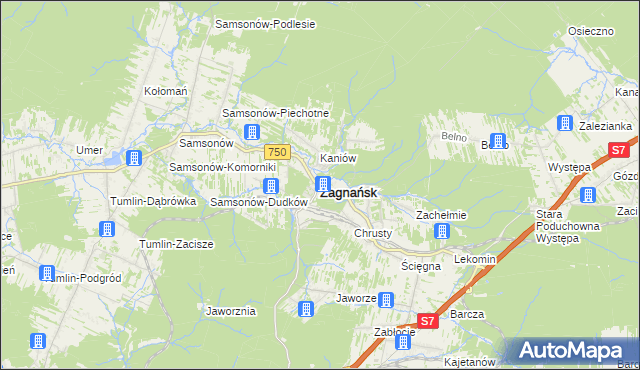 mapa Zagnańsk, Zagnańsk na mapie Targeo