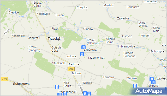 mapa Zagórowa, Zagórowa na mapie Targeo