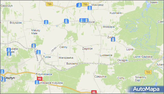 mapa Zagórze gmina Janów, Zagórze gmina Janów na mapie Targeo