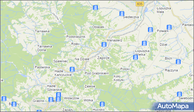 mapa Zagórze gmina Jawornik Polski, Zagórze gmina Jawornik Polski na mapie Targeo