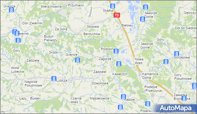 mapa Zagórze gmina Jodłowa, Zagórze gmina Jodłowa na mapie Targeo