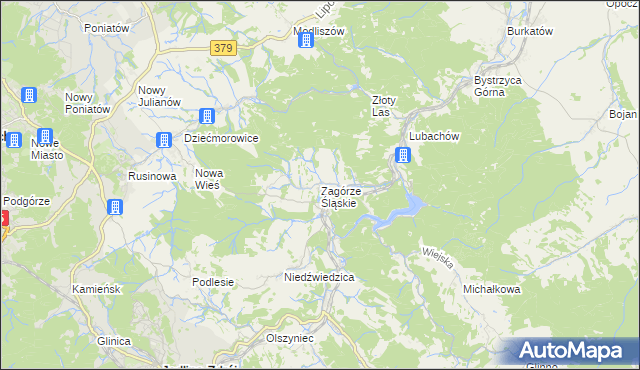 mapa Zagórze Śląskie, Zagórze Śląskie na mapie Targeo