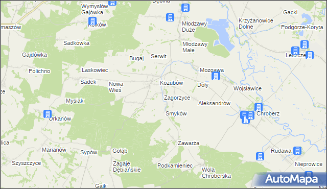 mapa Zagorzyce gmina Pińczów, Zagorzyce gmina Pińczów na mapie Targeo