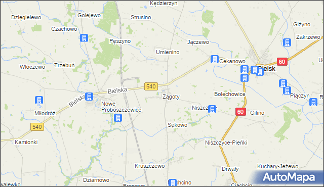 mapa Zągoty, Zągoty na mapie Targeo