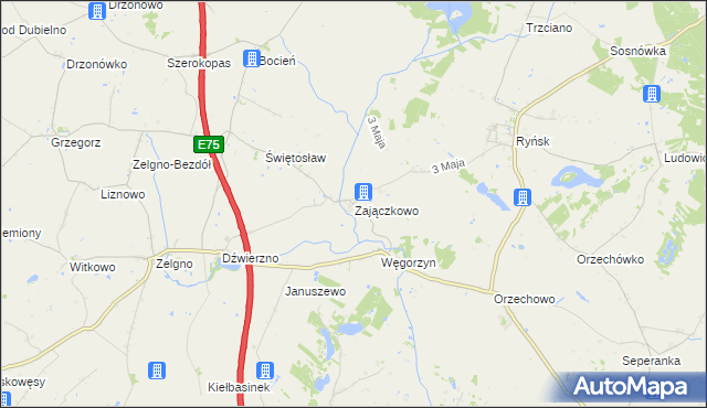 mapa Zajączkowo gmina Chełmża, Zajączkowo gmina Chełmża na mapie Targeo