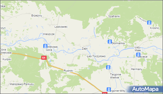 mapa Zajki, Zajki na mapie Targeo