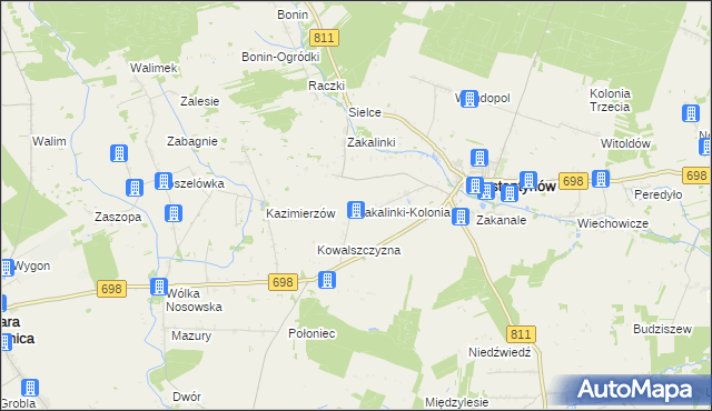 mapa Zakalinki-Kolonia, Zakalinki-Kolonia na mapie Targeo