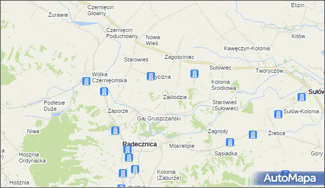 mapa Zakłodzie, Zakłodzie na mapie Targeo