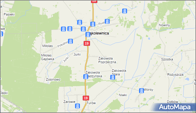 mapa Żakowola Poprzeczna, Żakowola Poprzeczna na mapie Targeo