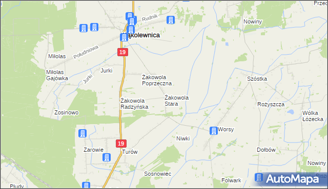 mapa Żakowola Stara, Żakowola Stara na mapie Targeo