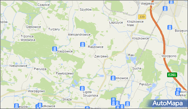 mapa Zakrzewo gmina Prusice, Zakrzewo gmina Prusice na mapie Targeo