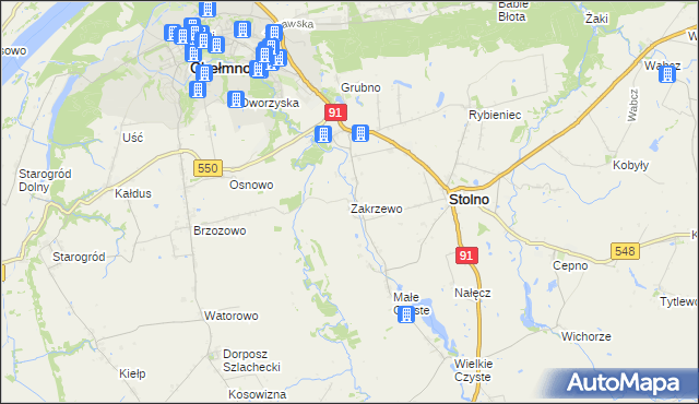 mapa Zakrzewo gmina Stolno, Zakrzewo gmina Stolno na mapie Targeo