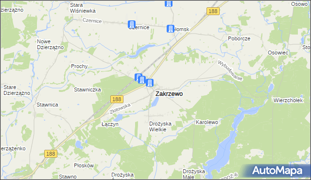 mapa Zakrzewo powiat złotowski, Zakrzewo powiat złotowski na mapie Targeo