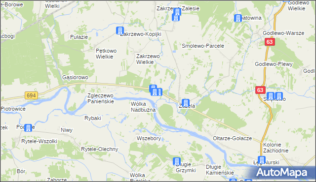 mapa Zakrzewo-Słomy, Zakrzewo-Słomy na mapie Targeo