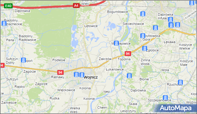 mapa Zakrzów gmina Wojnicz, Zakrzów gmina Wojnicz na mapie Targeo