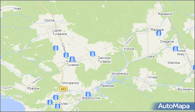 mapa Zakrzów Turawski, Zakrzów Turawski na mapie Targeo