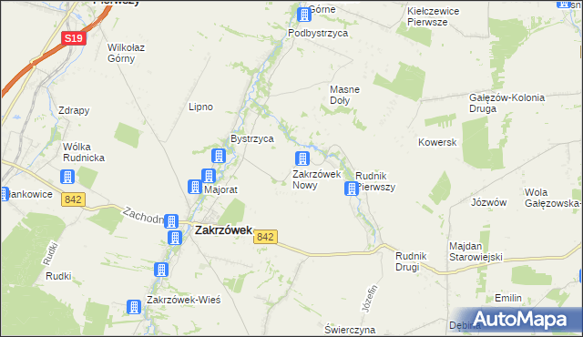 mapa Zakrzówek Nowy, Zakrzówek Nowy na mapie Targeo