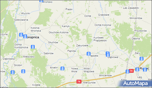 mapa Zakurowie, Zakurowie na mapie Targeo