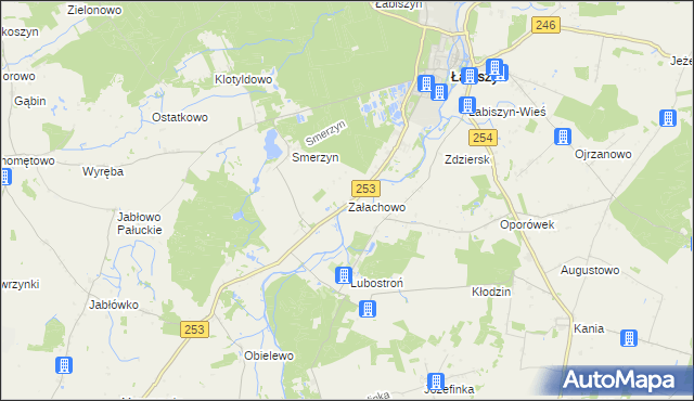 mapa Załachowo, Załachowo na mapie Targeo