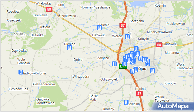 mapa Załącze gmina Grójec, Załącze gmina Grójec na mapie Targeo