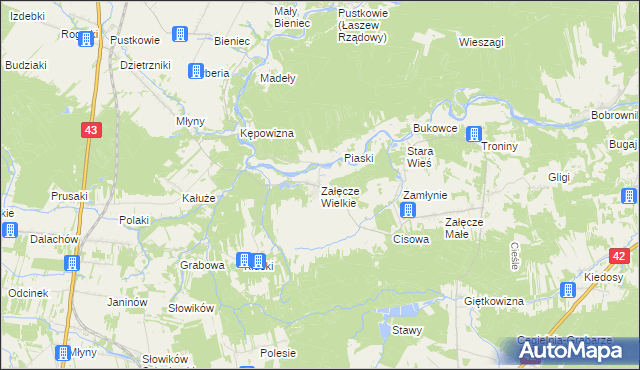 mapa Załęcze Wielkie, Załęcze Wielkie na mapie Targeo