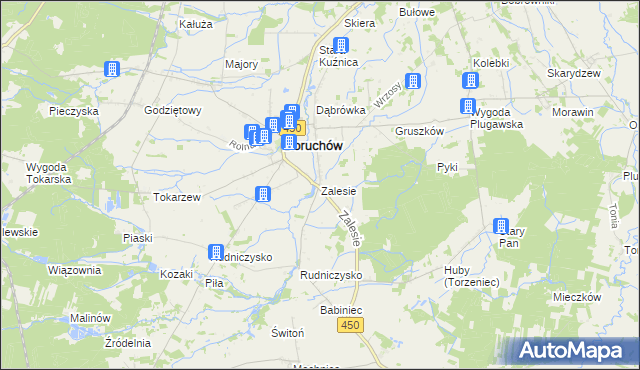 mapa Zalesie gmina Doruchów, Zalesie gmina Doruchów na mapie Targeo