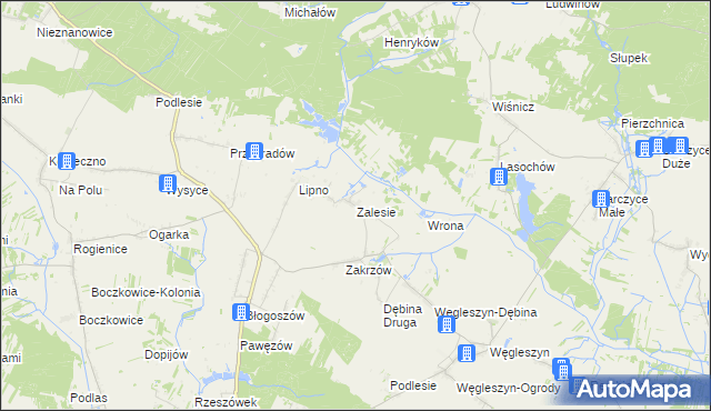 mapa Zalesie gmina Oksa, Zalesie gmina Oksa na mapie Targeo