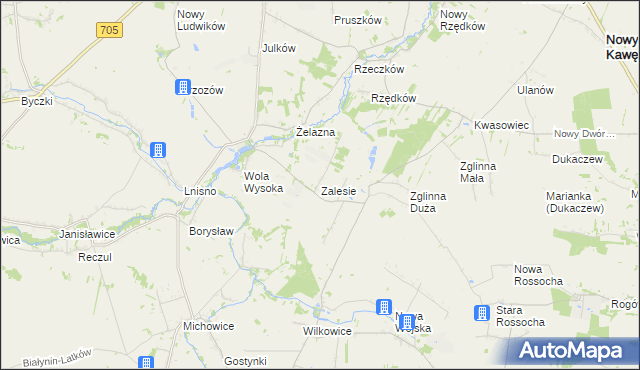 mapa Zalesie gmina Skierniewice, Zalesie gmina Skierniewice na mapie Targeo