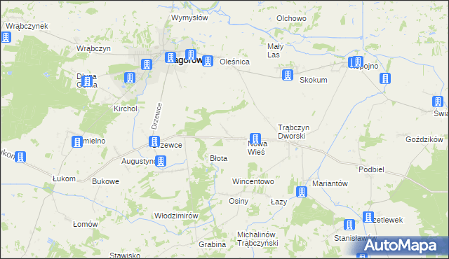 mapa Zalesie gmina Zagórów, Zalesie gmina Zagórów na mapie Targeo