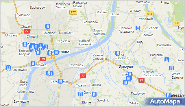 mapa Zalesie Gorzyckie, Zalesie Gorzyckie na mapie Targeo