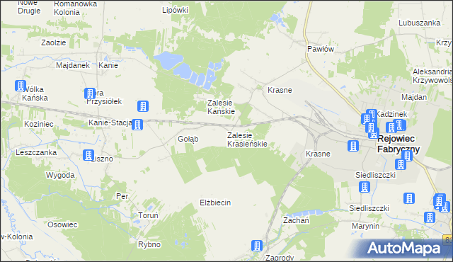 mapa Zalesie Krasieńskie, Zalesie Krasieńskie na mapie Targeo