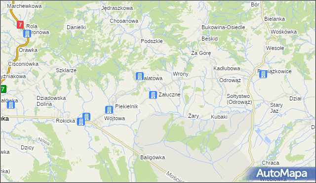 mapa Załuczne, Załuczne na mapie Targeo