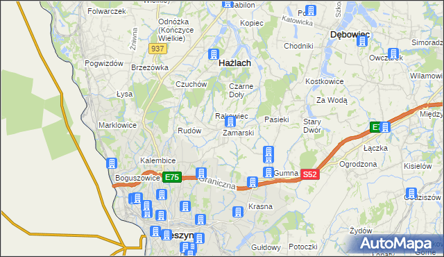 mapa Zamarski, Zamarski na mapie Targeo