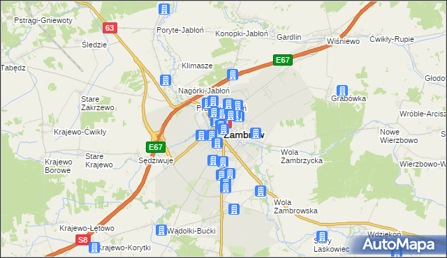 mapa Zambrów, Zambrów na mapie Targeo