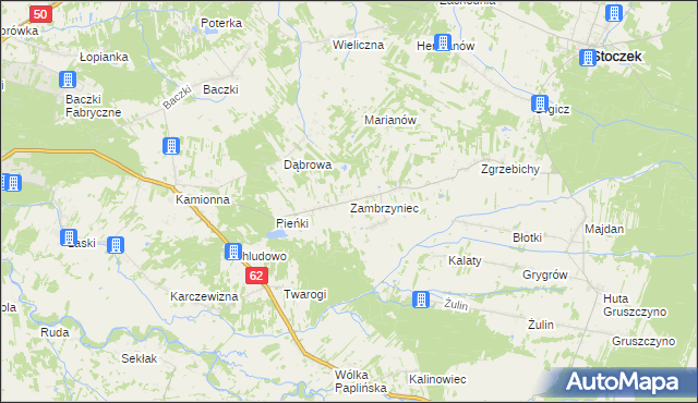 mapa Zambrzyniec, Zambrzyniec na mapie Targeo