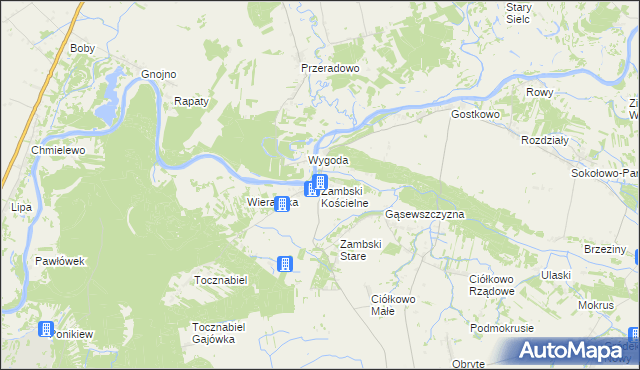 mapa Zambski Kościelne, Zambski Kościelne na mapie Targeo