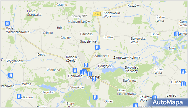 mapa Zameczek gmina Przytyk, Zameczek gmina Przytyk na mapie Targeo