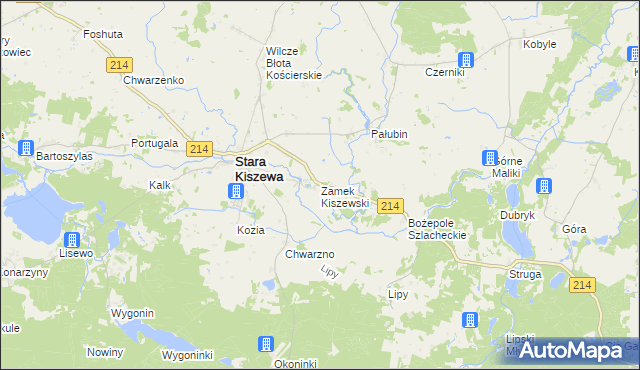 mapa Zamek Kiszewski, Zamek Kiszewski na mapie Targeo