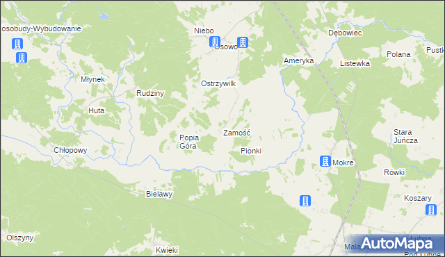 mapa Zamość gmina Karsin, Zamość gmina Karsin na mapie Targeo