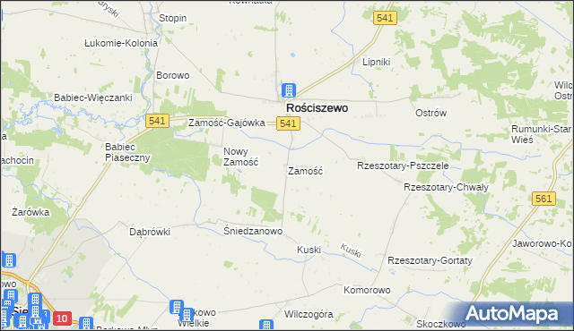 mapa Zamość gmina Rościszewo, Zamość gmina Rościszewo na mapie Targeo