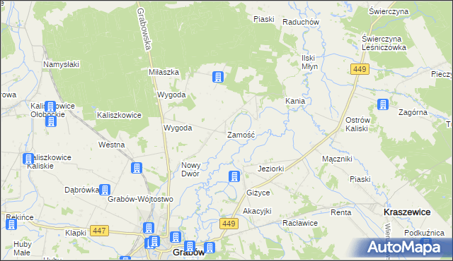 mapa Zamość gmina Sieroszewice, Zamość gmina Sieroszewice na mapie Targeo